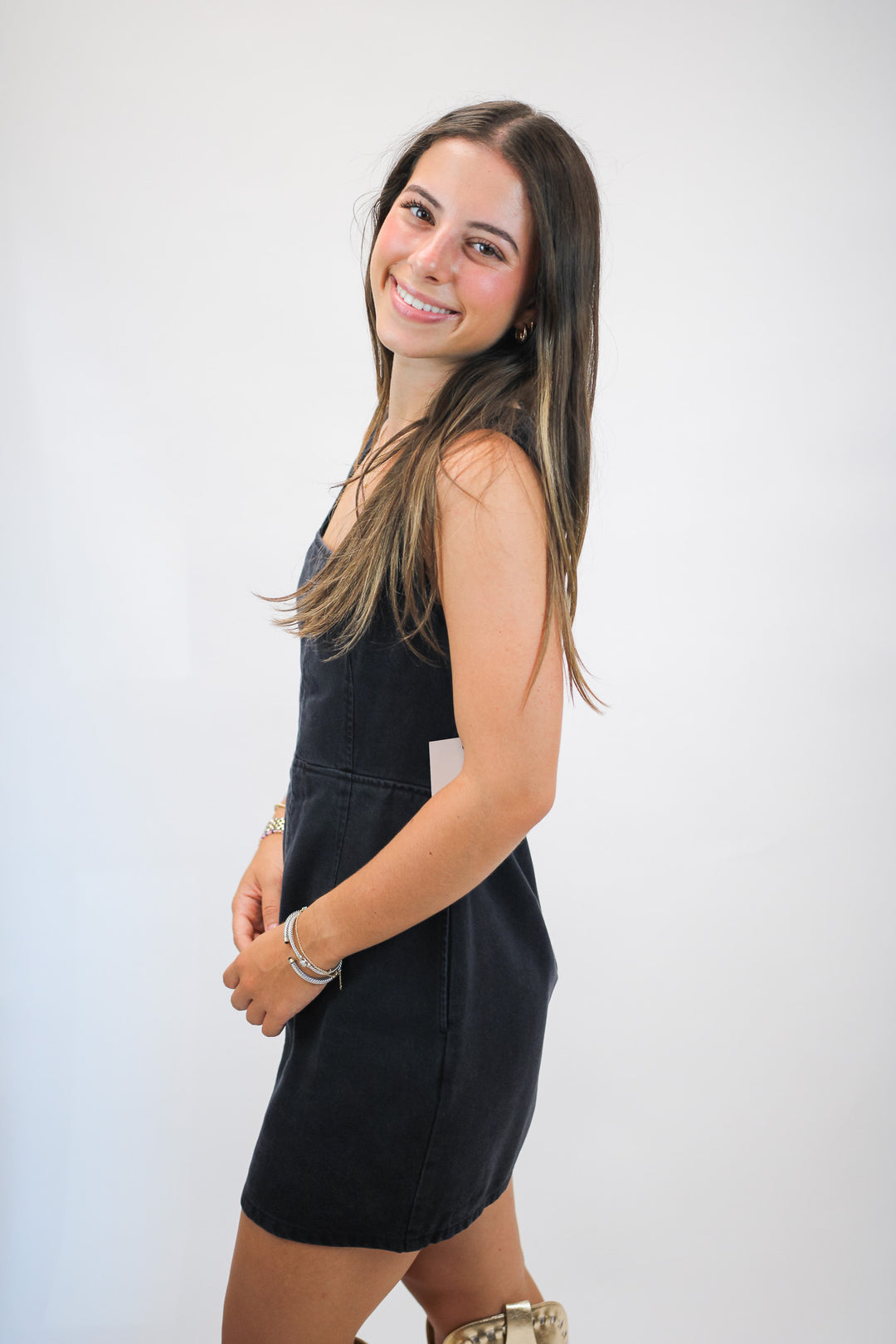 Fitted Mini Dress, Dark Graphite Wash