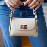 Bamboo Clasp Crossbody Bag, Ivory