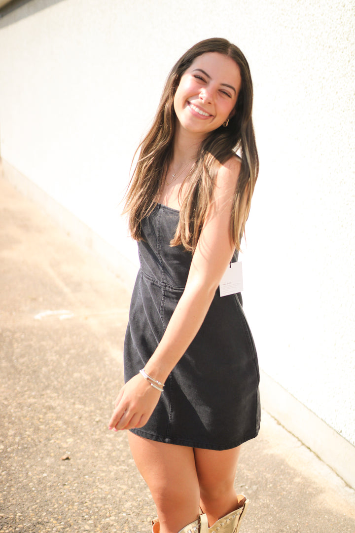 Fitted Mini Dress, Dark Graphite Wash