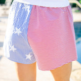 Colorblock Stripe Star Short, Red/White/Blue