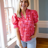 True Romance Floral Top, Red