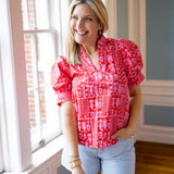 True Romance Floral Top, Red