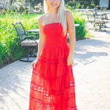 Sun Chaser Midi Dress, Red