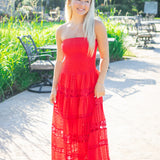 Sun Chaser Midi Dress, Red