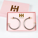 Silver Hoops With Gold Caps