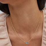 Cailin Gold Pendant Necklace, Aqua Crystal