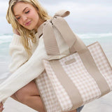 Jelly Tote Bag, Latte Gingham Bow