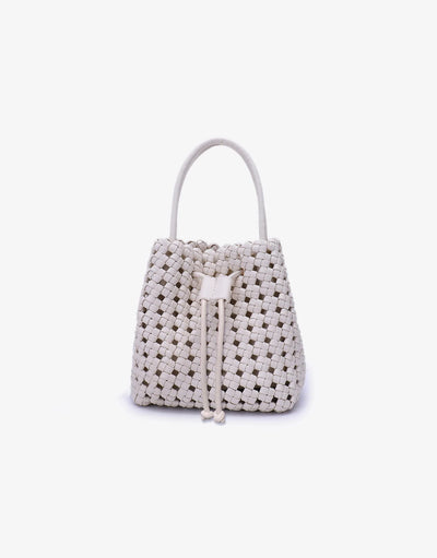 Perrie Woven Bucket Mini Square, Off White
