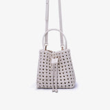 Perrie Woven Bucket Mini Square, Off White