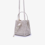 Perrie Woven Bucket Mini Square, Off White