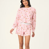Boyfriend Boxer Western Holiday Print Shorts Set, Pink