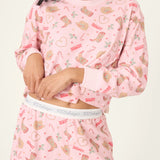 Boyfriend Boxer Western Holiday Print Shorts Set, Pink