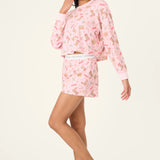 Boyfriend Boxer Western Holiday Print Shorts Set, Pink