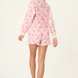 Boyfriend Boxer Western Holiday Print Shorts Set, Pink