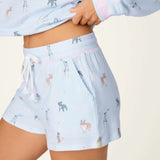 Bark Park Fetch & Frolic Sleep Shorts, Blue Ice