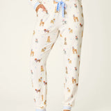 Meet Me in Pawris Dog Print Jogger Pajama Pants, Ivory