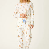Meet Me in Pawris Dog Print Jogger Pajama Pants, Ivory