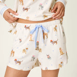 Meet Me in Pawris Dog Print Pajama Shorts, Ivory