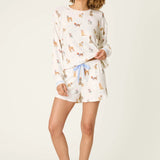 Meet Me in Pawris Dog Print Pajama Shorts, Ivory