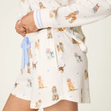 Meet Me in Pawris Dog Print Pajama Shorts, Ivory