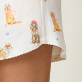 Meet Me in Pawris Dog Print Pajama Shorts, Ivory
