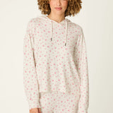 Romantic Rose Ditsy Floral Print Hoodie, Heather Cloud