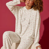 Romantic Rose Ditsy Floral Print Hoodie, Heather Cloud