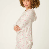 Romantic Rose Ditsy Floral Print Hoodie, Heather Cloud