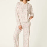 Romantic Rose Ditsy Floral Print Hoodie, Heather Cloud