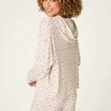 Romantic Rose Ditsy Floral Print Hoodie, Heather Cloud