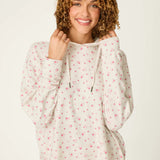Romantic Rose Ditsy Floral Print Hoodie, Heather Cloud