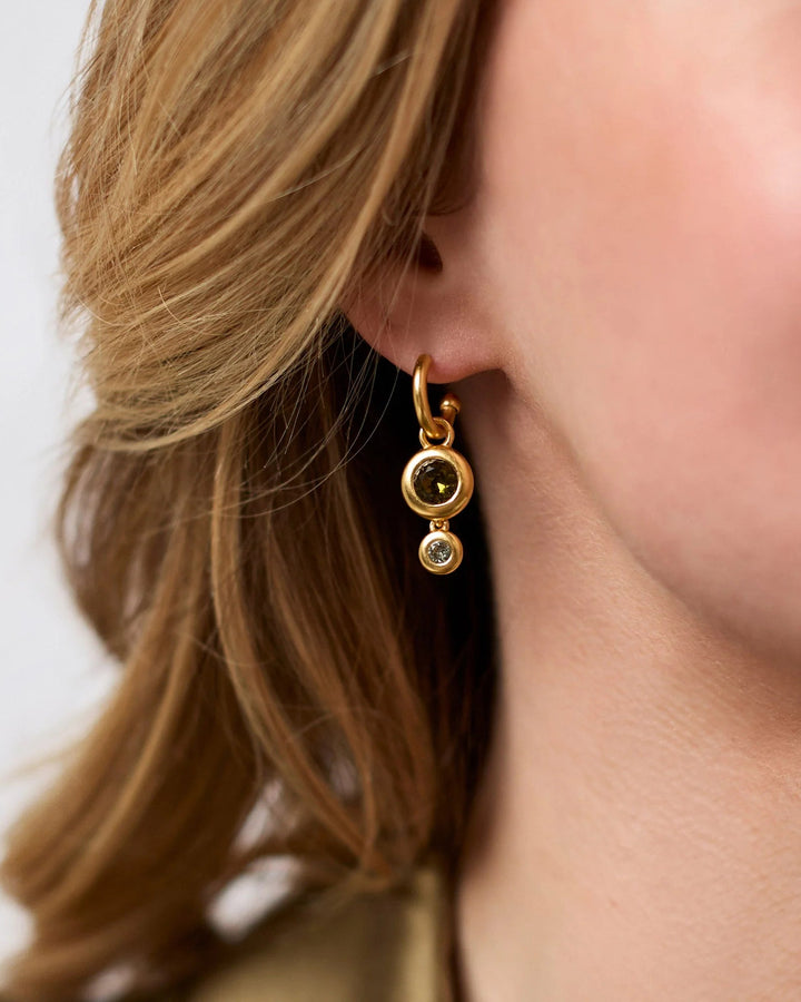 Rainbow Duo Hoop and Charm Earrings, Champagne Radiance