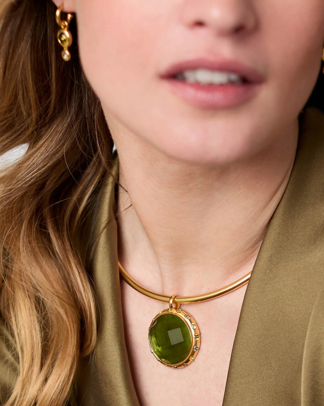 Rainbow Statement Necklace, Iridescent Clear Crystal