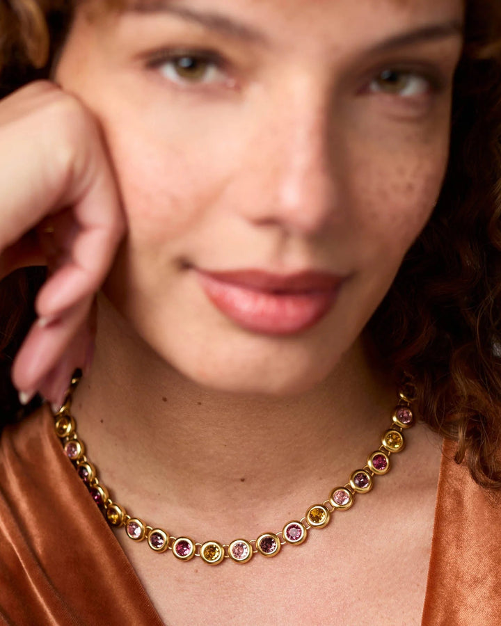 Rainbow Tennis Necklace, Champagne Radiance