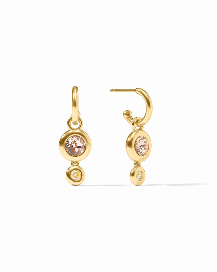 Rainbow Duo Hoop and Charm Earrings, Champagne Radiance