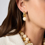 Ravello Hoop & Charm Earring, Gold Obsidian Black