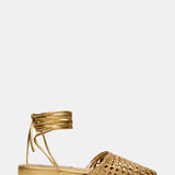 Flutter Woven Mule, Natural Gold