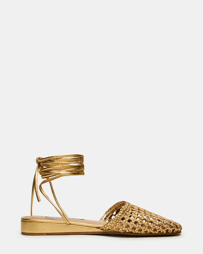 Flutter Woven Mule, Natural Gold