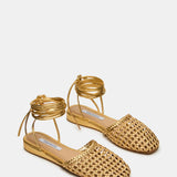 Flutter Woven Mule, Natural Gold