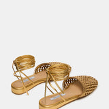 Flutter Woven Mule, Natural Gold