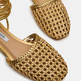 Flutter Woven Mule, Natural Gold