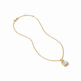 Sahara Solitaire Necklace, Gold Iridescent Emerald Green