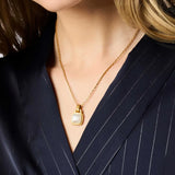 Sahara Solitaire Necklace, Gold Iridescent Emerald Green