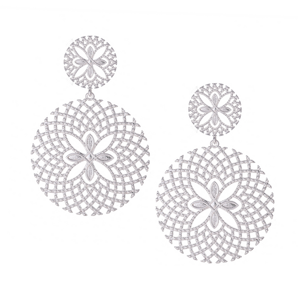 Sunburst Statement Earrings, Silver