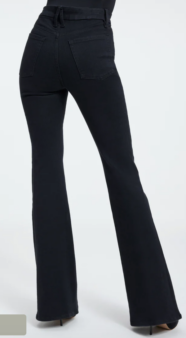 Power Stretch Pull-On Flare Jeans, Black001