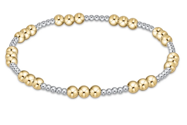 Classic Joy Pattern 4mm Bead Bracelet, Mixed Metal