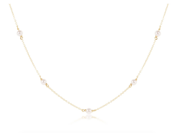 17" Choker Simplicity Chain Gold, 4mm Pearl
