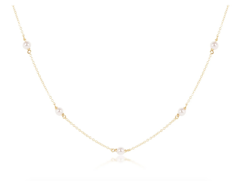 17" Choker Simplicity Chain Gold, 4mm Pearl