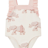 Tutu Elephant Ruffle Square Neck One Piece Swimsuit