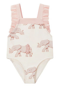 Tutu Elephant Ruffle Square Neck One Piece Swimsuit